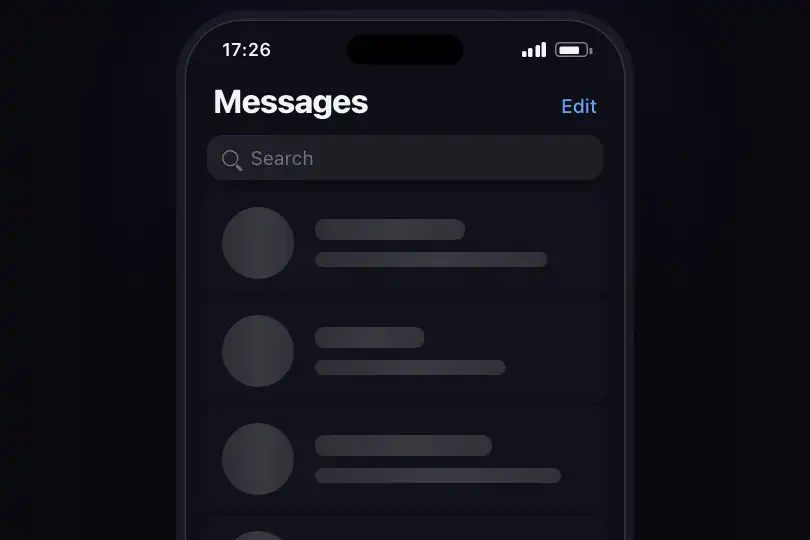 Conversations loading — mobile messaging app — List Skeleton example 1