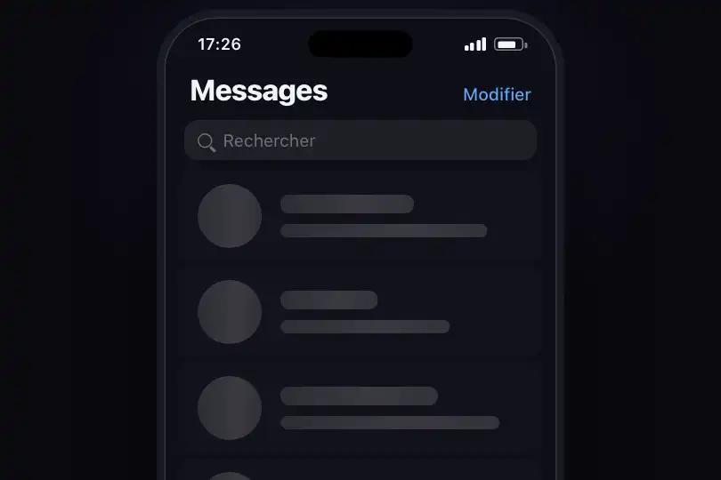 Conversations en attente — messagerie mobile — List Skeleton exemple 1
