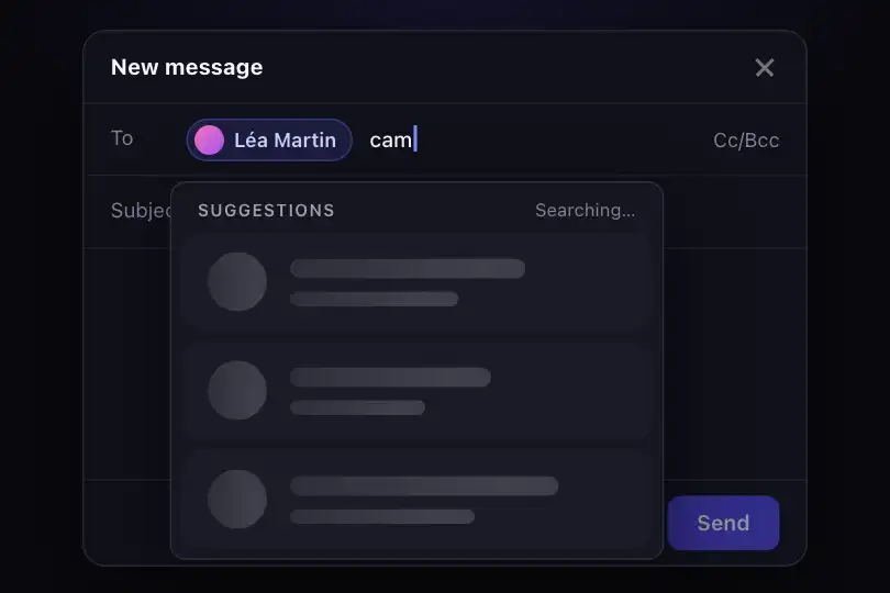 Recipient picker — autocomplete results panel — List Skeleton example 2