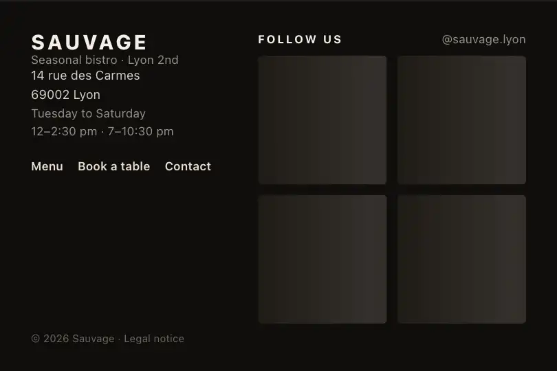 Recent posts — Instagram widget in a page footer — Image Grid Skeleton example 2
