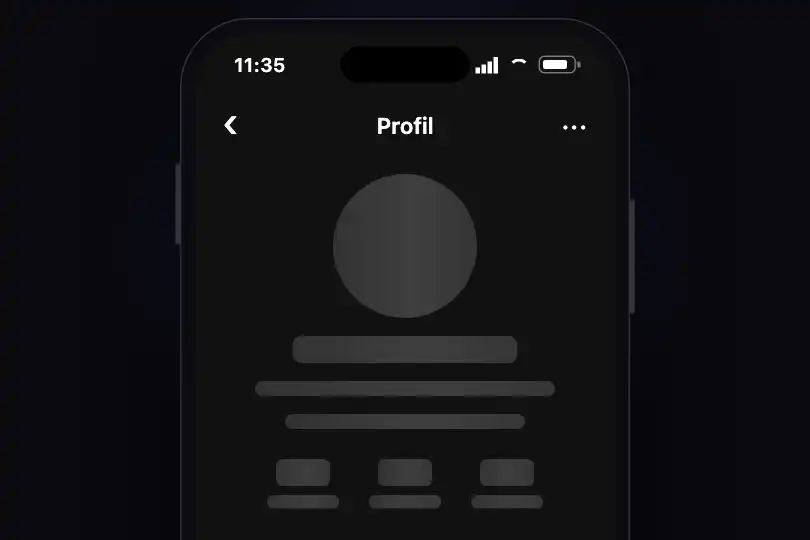 Application mobile de réseau social — profil utilisateur en cours de chargement — Profile Skeleton exemple 1