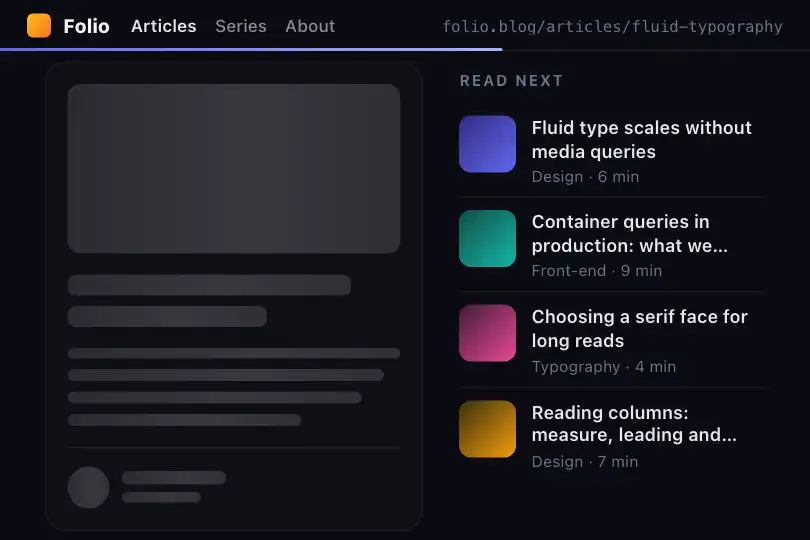 Article waiting for a fetch — reading column — Article Skeleton example 1