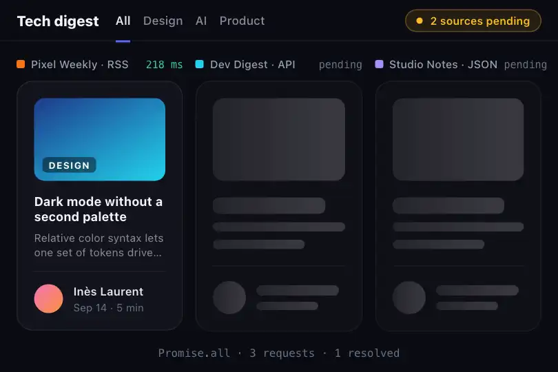 Aggregator feed — multiple articles loading in parallel — Article Skeleton example 3