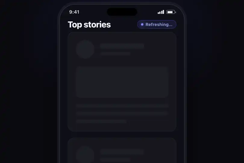 Mobile news feed — articles waiting to load — Pulse Loading example 1