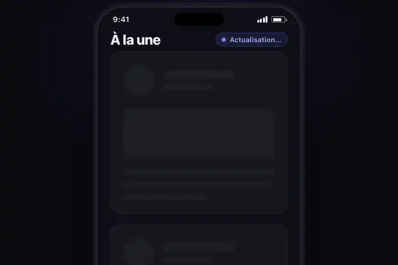 Fil d'actualité mobile — articles en attente de chargement — Pulse Loading exemple 1
