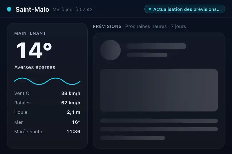 Application météo — prévisions en cours d'actualisation — Wave Shimmer exemple 1