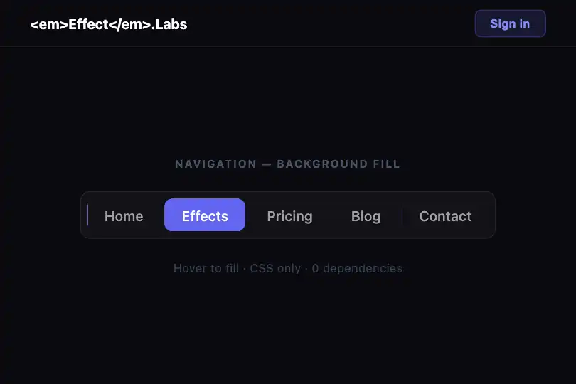 Main navigation bar — Dark horizontal menu — Background Fill example 1
