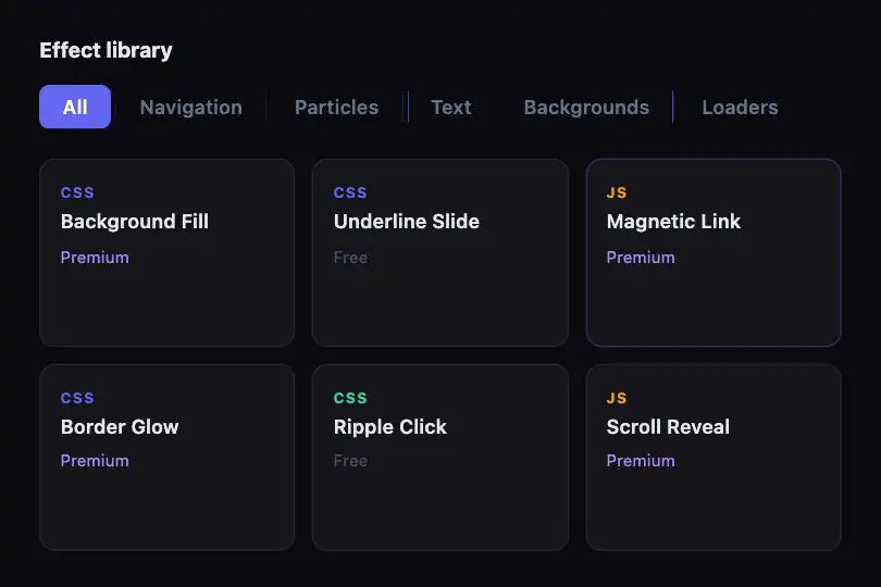 Catalogue filters — Interactive category tabs — Background Fill example 2