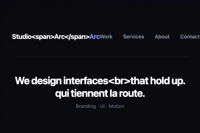 Main navigation bar — Agency or portfolio site — Bracket Hover example 1
