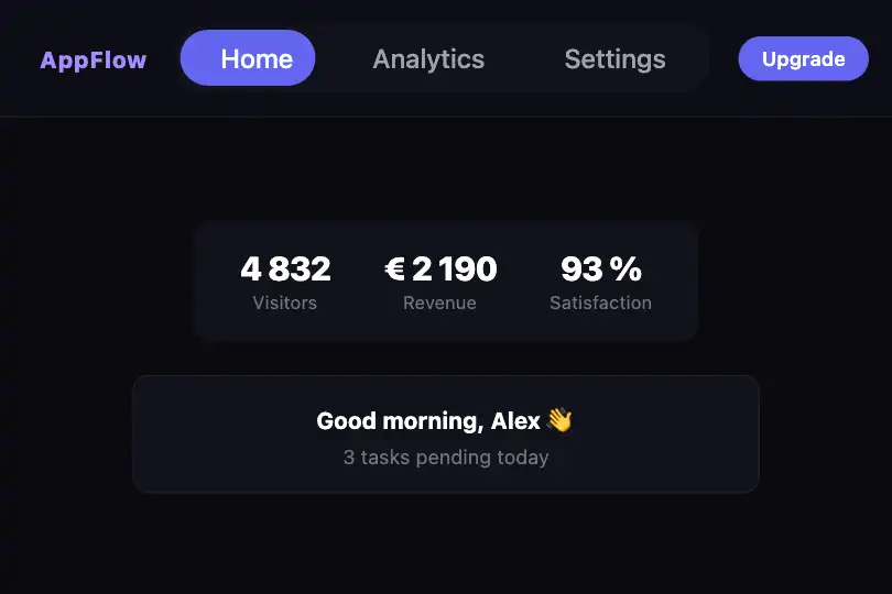 Primary navigation — SaaS dashboard — Pill Indicator example 1