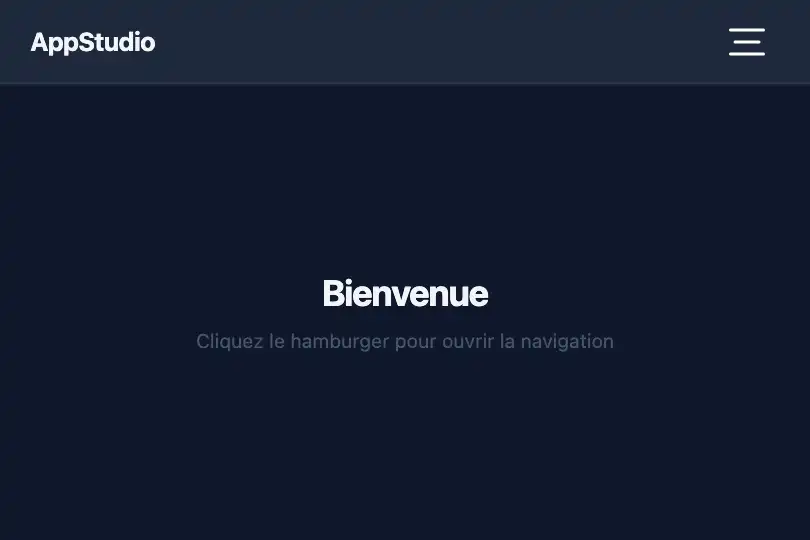 Header mobile — Navigation principale d'une appli — Morphing Hamburger exemple 1