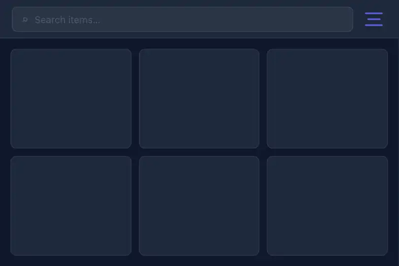 Filter panel — Catalogue settings drawer trigger — Morphing Hamburger example 3