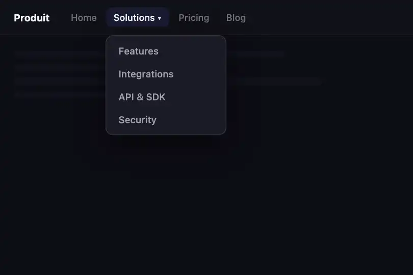 Navigation dropdown — reveal on parent hover — Stagger Menu Reveal example 2