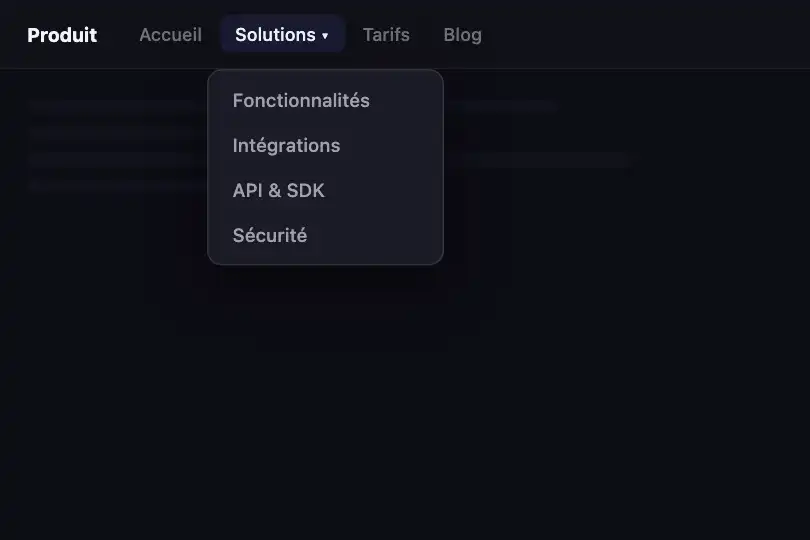 Menu dropdown de navigation — apparition au survol du parent — Stagger Menu Reveal exemple 2