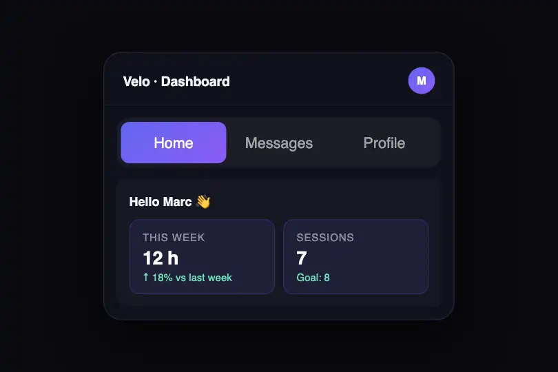 Mobile app — Main navigation between sections — Tabs Animated example 1