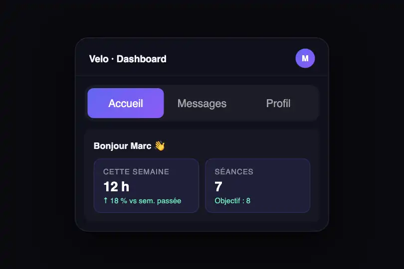 App mobile — Navigation principale entre sections — Tabs Animated exemple 1