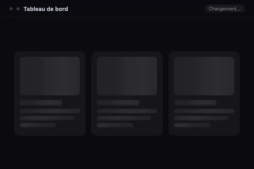 Dashboard SaaS — Grille de cartes produit en cours de chargement — Skeleton Card exemple 1
