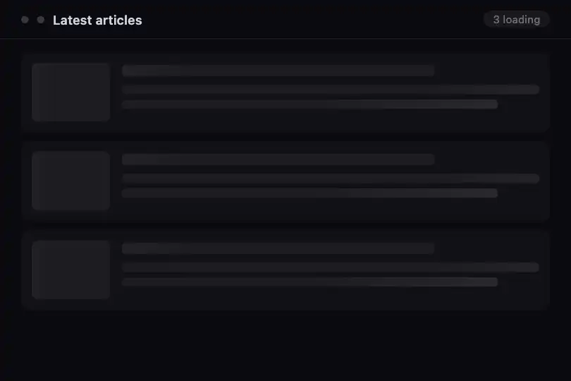 Article feed — Blog or news with lazy loading — Skeleton Card example 2