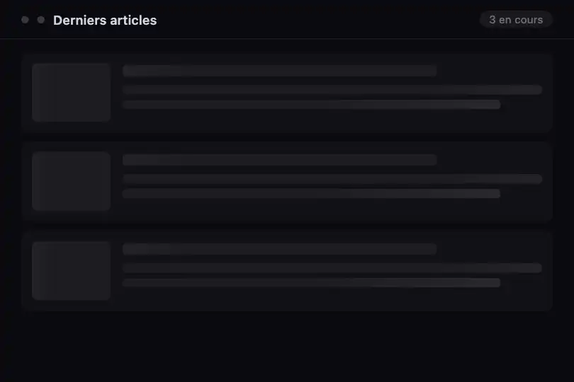 Fil d'articles — Blog ou actualités avec chargement paresseux — Skeleton Card exemple 2