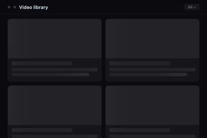 Video gallery — Media library or async course catalogue — Skeleton Card example 3