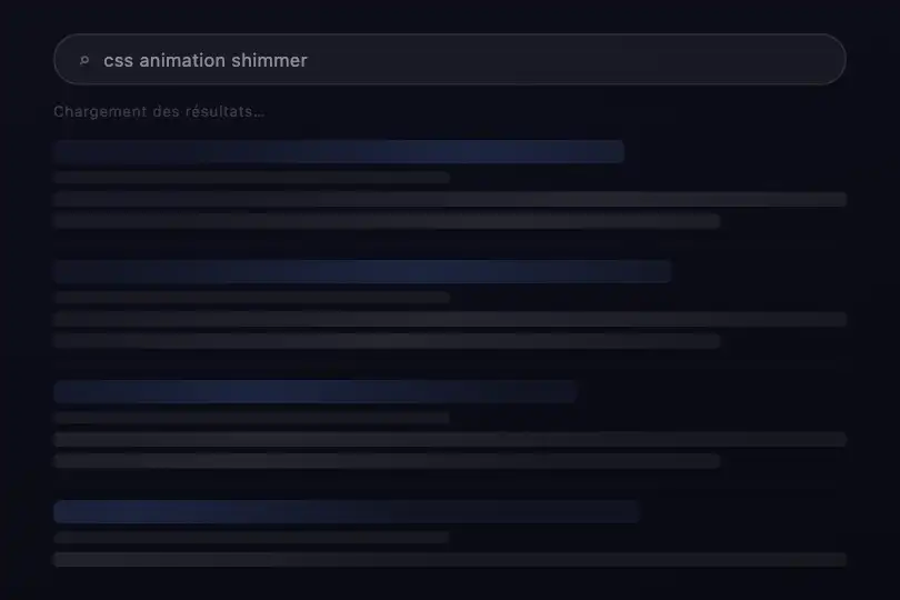 Résultats de recherche — Titres et extraits en attente de l'API — Skeleton Text exemple 1