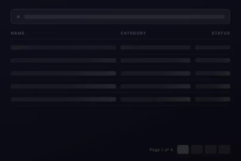 Results table — Rows waiting for API response — Skeleton Text example 3
