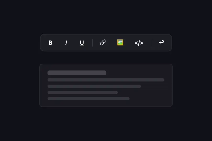 Editor toolbar — Icon shortcuts with hover labels — Tooltip Arrow example 1