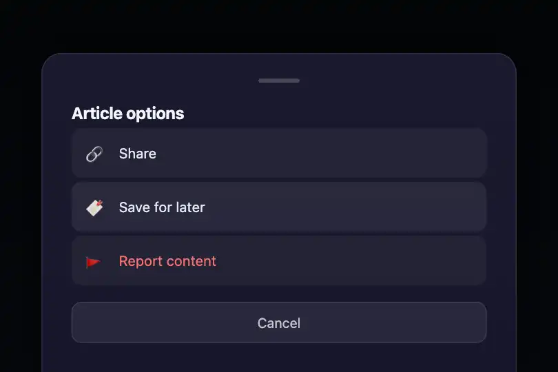 Content feed — Contextual action menu — Modal Slide example 2
