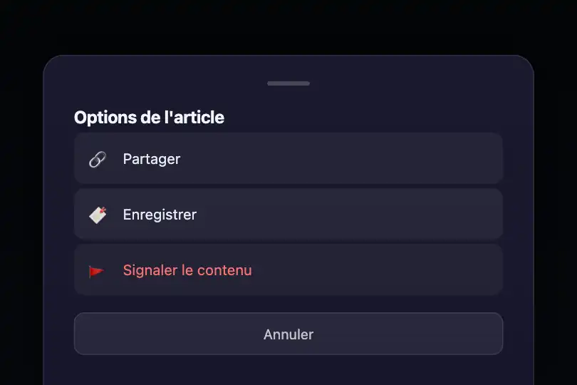 Fil de contenu — Menu d'actions contextuel — Modal Slide exemple 2