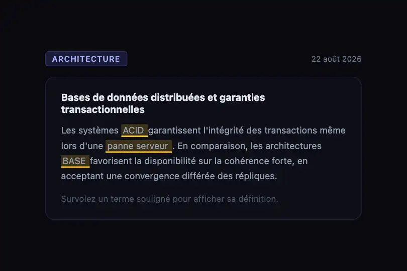 Article de fond — Glossaire inline dans un texte technique — Annotation Layer exemple 1