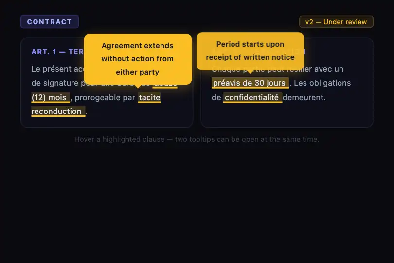 Legal document — Collaborative clause review — Annotation Layer example 3