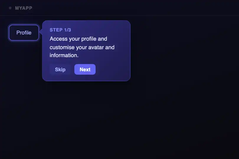 SaaS Onboarding — Main Navigation Discovery — Guided Tour Spotlight example 1