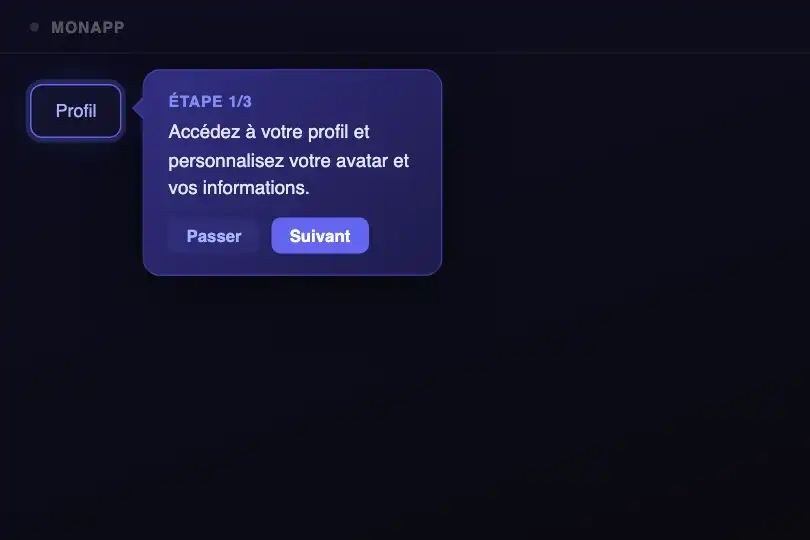 Onboarding SaaS — Découverte de la navigation principale — Guided Tour Spotlight exemple 1