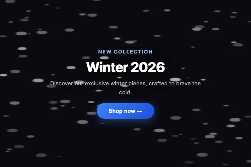 Hero / Landing — Winter store or seasonal campaign — Snow Fall example 1
