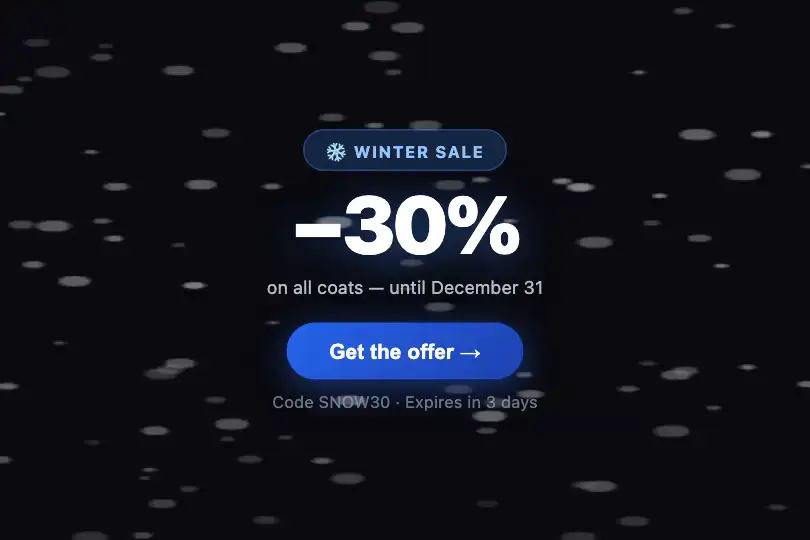 Conversion micro-interaction — Seasonal promotional offer — Snow Fall example 3