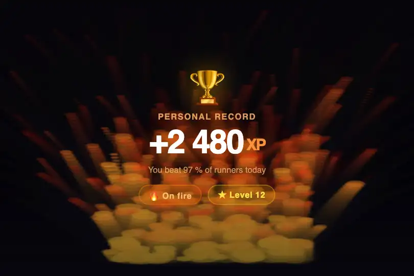 Gamified result screen — Fitness or learning achievement — Fire Effect example 2