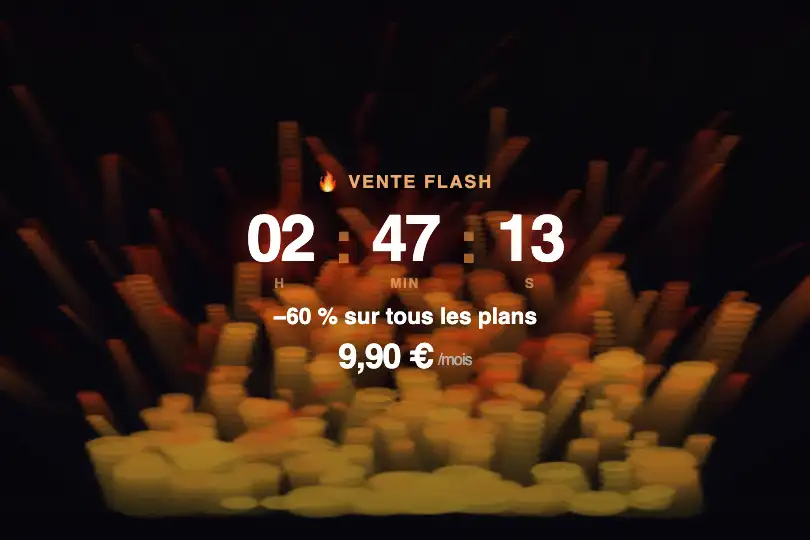 Fond de vente flash — Compte à rebours pleine page — Fire Effect exemple 3
