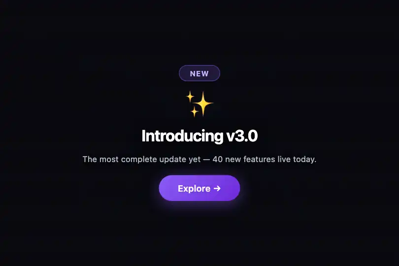 Hero / Landing — Product launch reveal — Explosion example 1