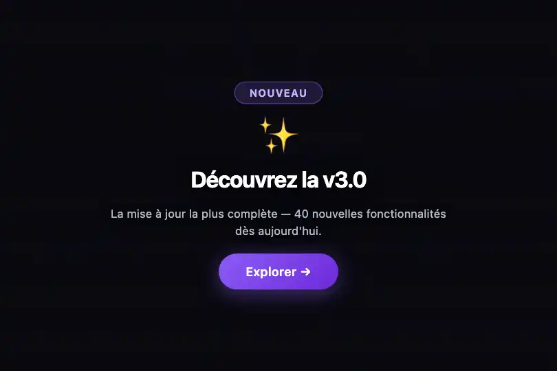 Hero / Landing — Reveal de lancement produit — Explosion exemple 1