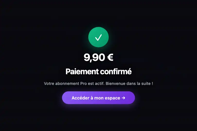 Micro-interaction de conversion — Confirmation de paiement — Explosion exemple 3