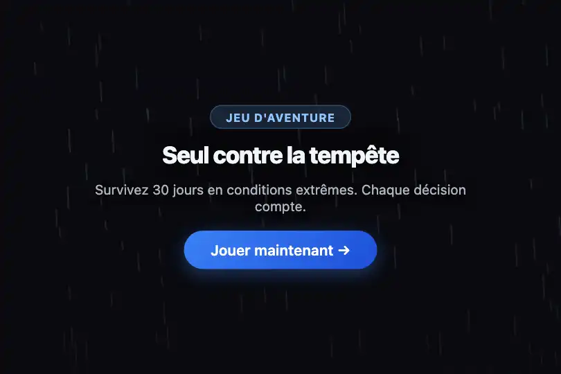 Hero / Landing — Page de lancement à thème atmosphérique — Rain exemple 1