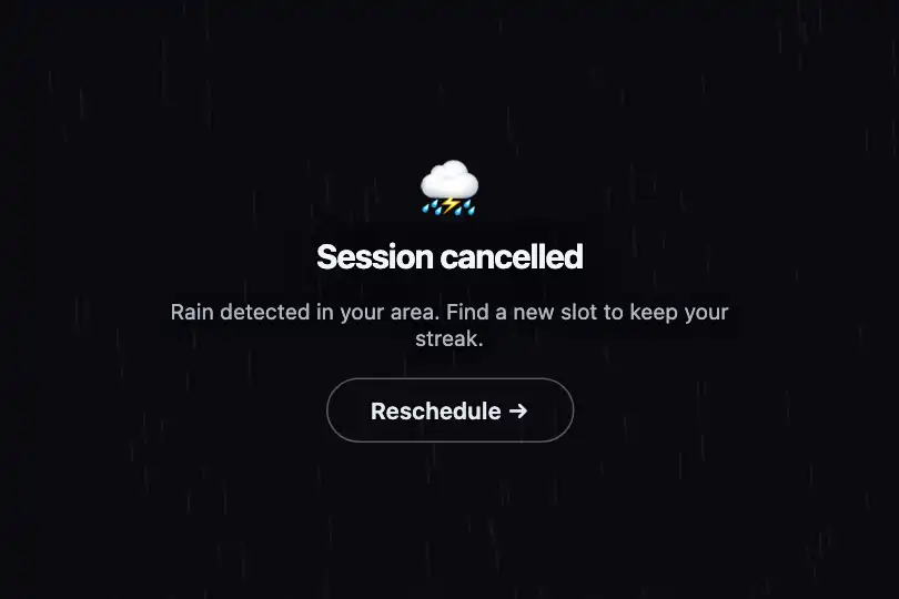 Conversion micro-interaction — Weather block with CTA redirect — Rain example 3