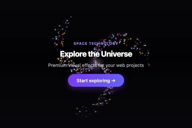 Hero / Landing — Space banner for tech SaaS — Galaxy Spiral example 1