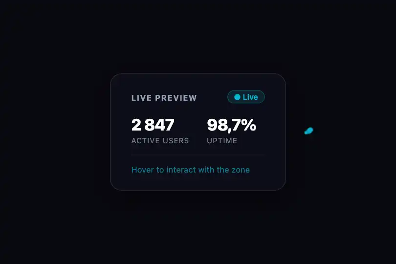 Product component — Interactive preview zone in a dashboard — Trail Effect example 2