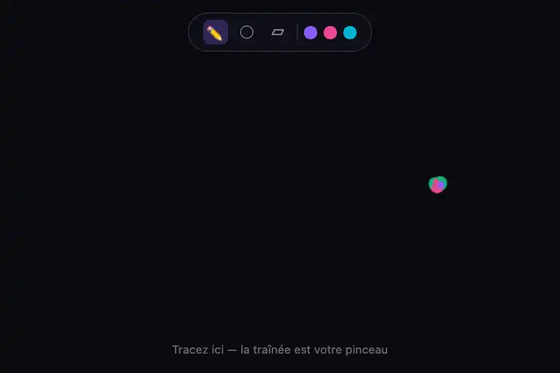 Application de dessin — Canvas d'annotation créative plein écran — Trail Effect exemple 3
