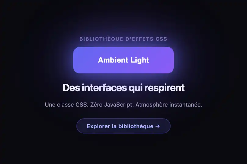 Hero / Landing — Badge de lancement produit lumineux — Ambient Light Glow exemple 1