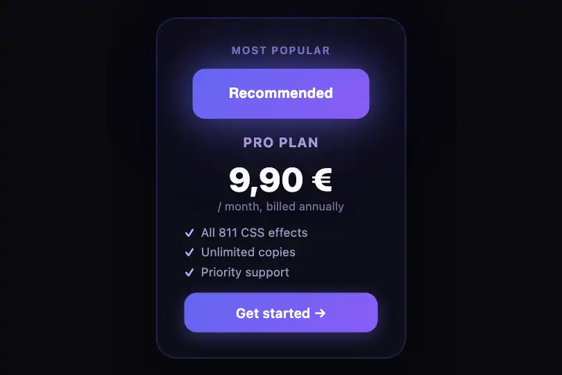 Conversion micro-interaction — 'Recommended' plan highlight on pricing page — Ambient Light Glow example 3