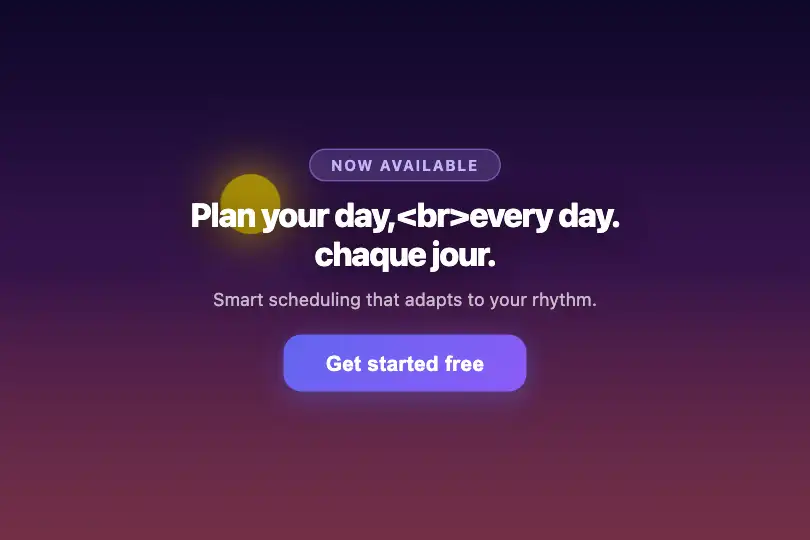 Hero / Landing — Weather or scheduling app — Day/Night Cycle example 1