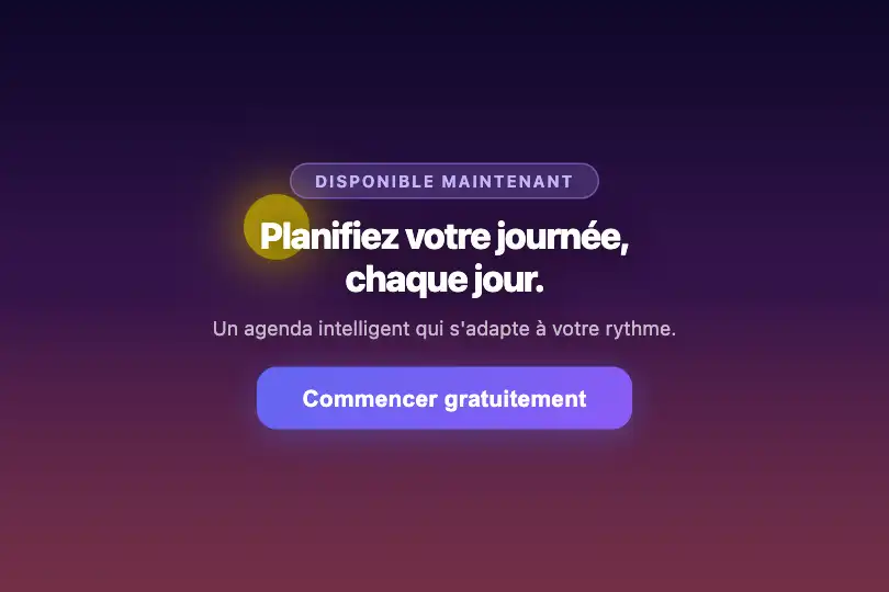 Hero / Landing — Application météo ou agenda — Day/Night Cycle exemple 1