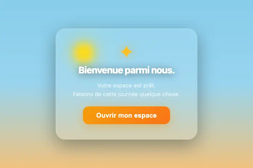 Micro-interaction de conversion — Écran de bienvenue post-inscription — Day/Night Cycle exemple 3